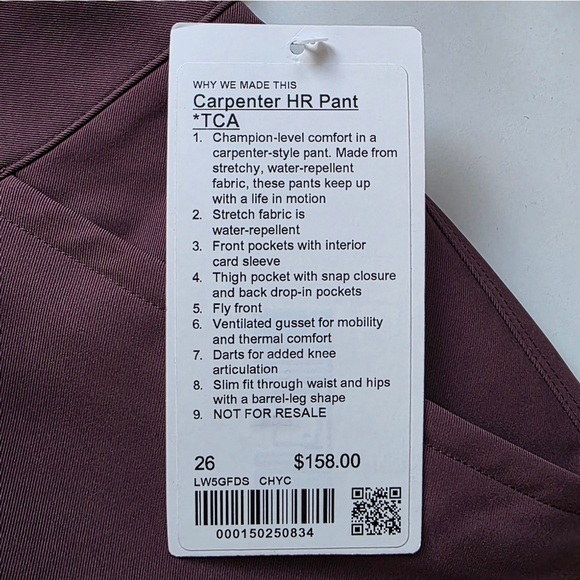Lululemon Carpenter HR Pant TCA Water Repellent Barrel Leg Pants Brown Size 26 - Picture 10 of 10